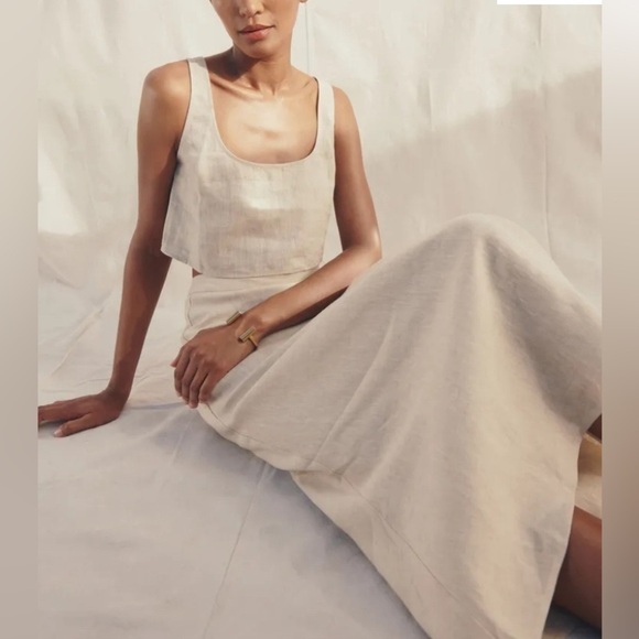 Reformation Adalyn Linen Crop Top Size 12 - Picture 2 of 10